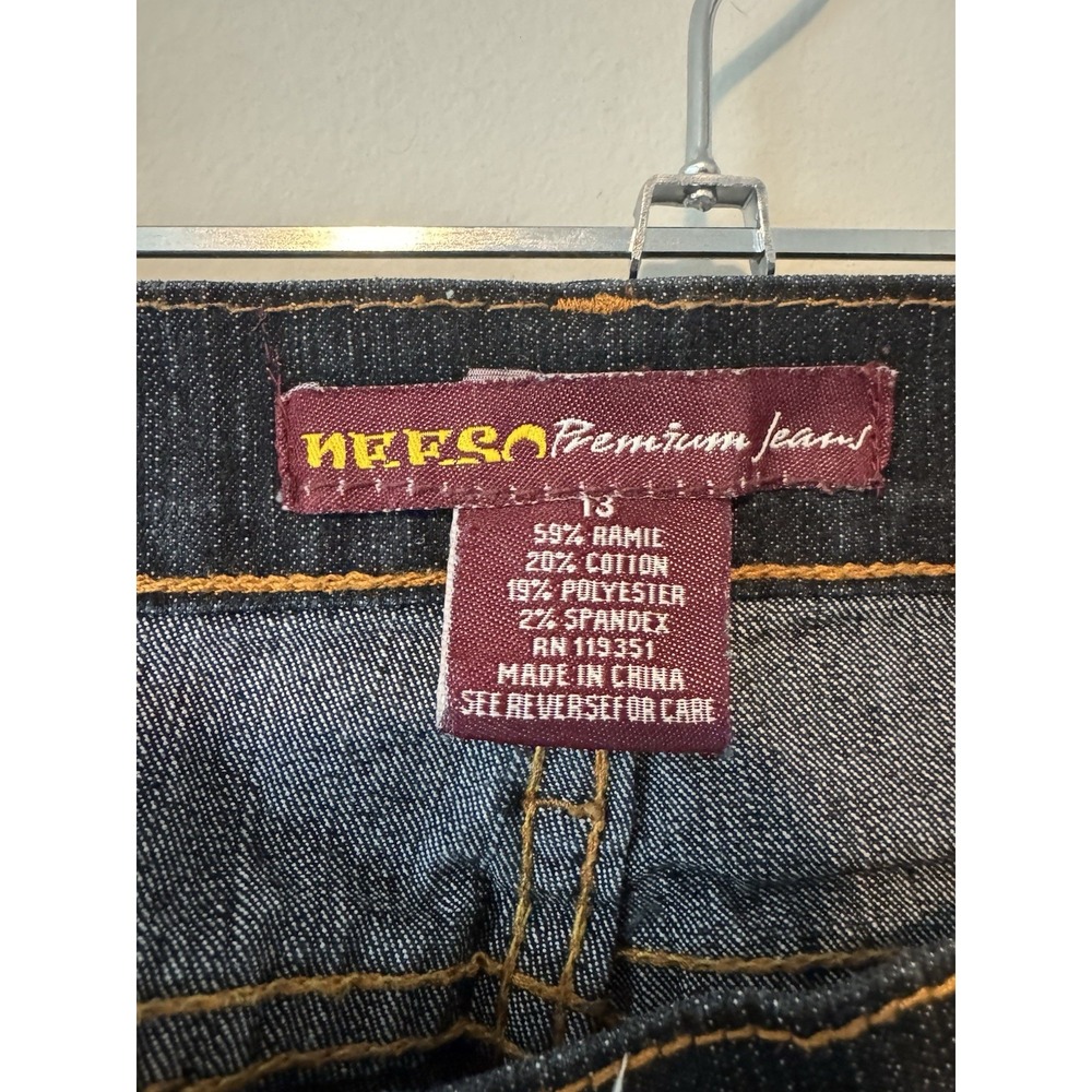 Vintage 2000's Y2K Low Rise Flare Jeans Dark Wash Button Pockets Stretch Sz 13 - Picture 8 of 10